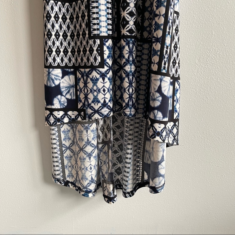 Dress Barn Westport 1962 Blue & White Print Cold Shoulder High Low Dress View 6